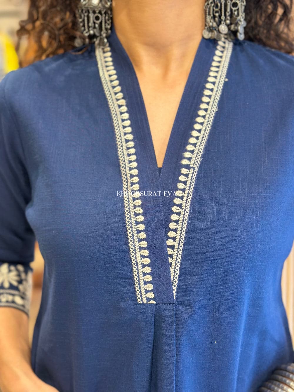 Blue Beautiful Cotton Slub with Both Sides Pocket - Image 7