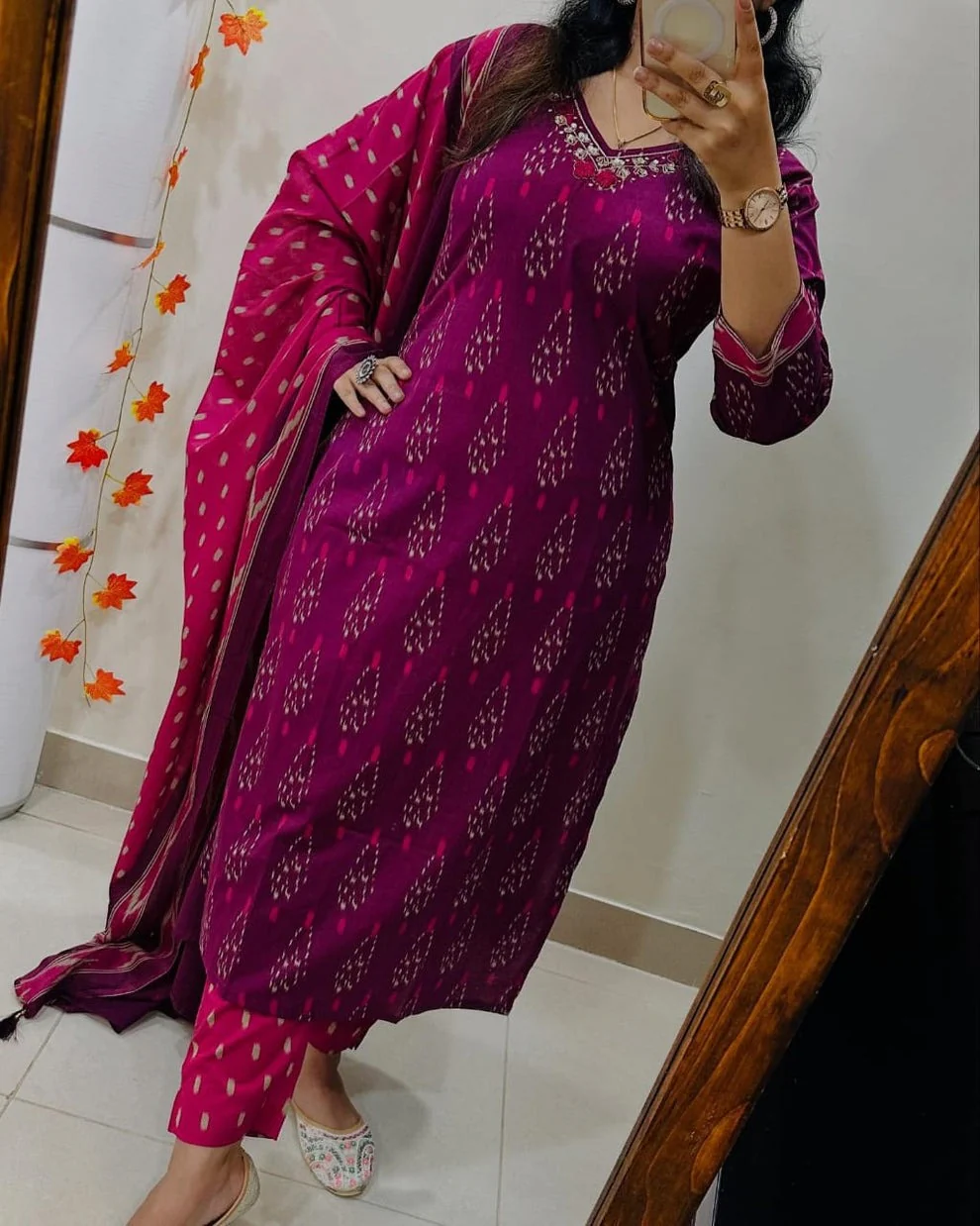Designer Ikkat Print with Kurti Pant & Dupatta Set - Image 14