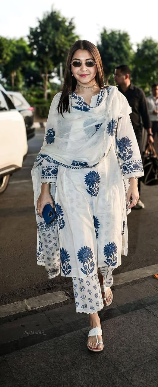 Noor Blue Floral Cotton Suit Set - Image 4