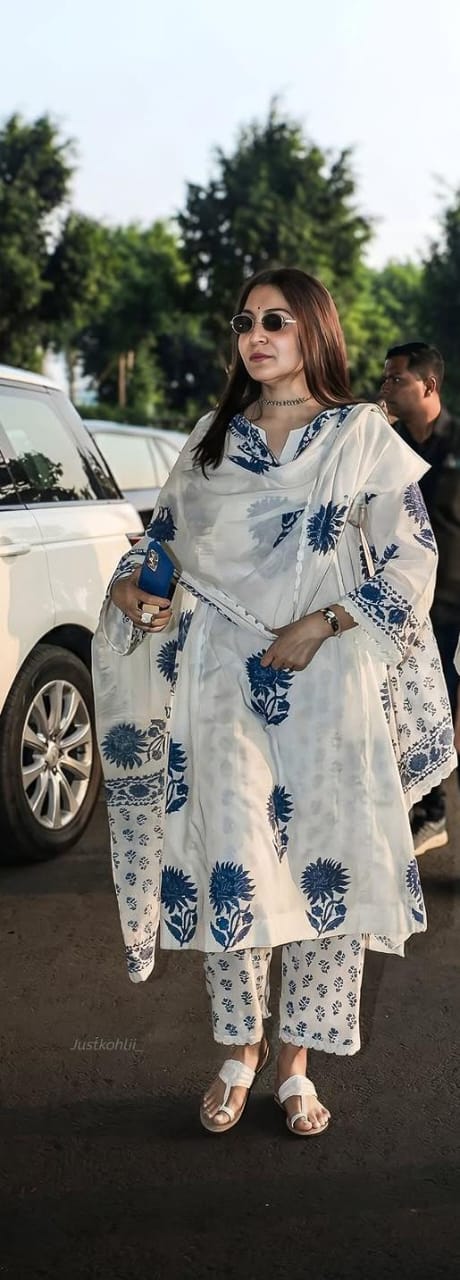 Noor Blue Floral Cotton Suit Set - Image 6