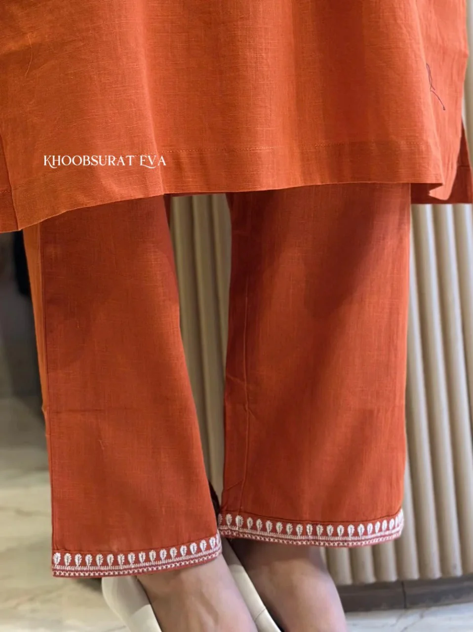 Orange Beautiful Cotton Slub with Both Sides Pocket - Image 4