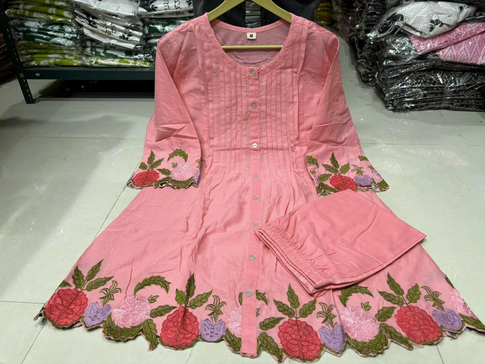Peach Blossom Embroidered Kurta Set - Image 5