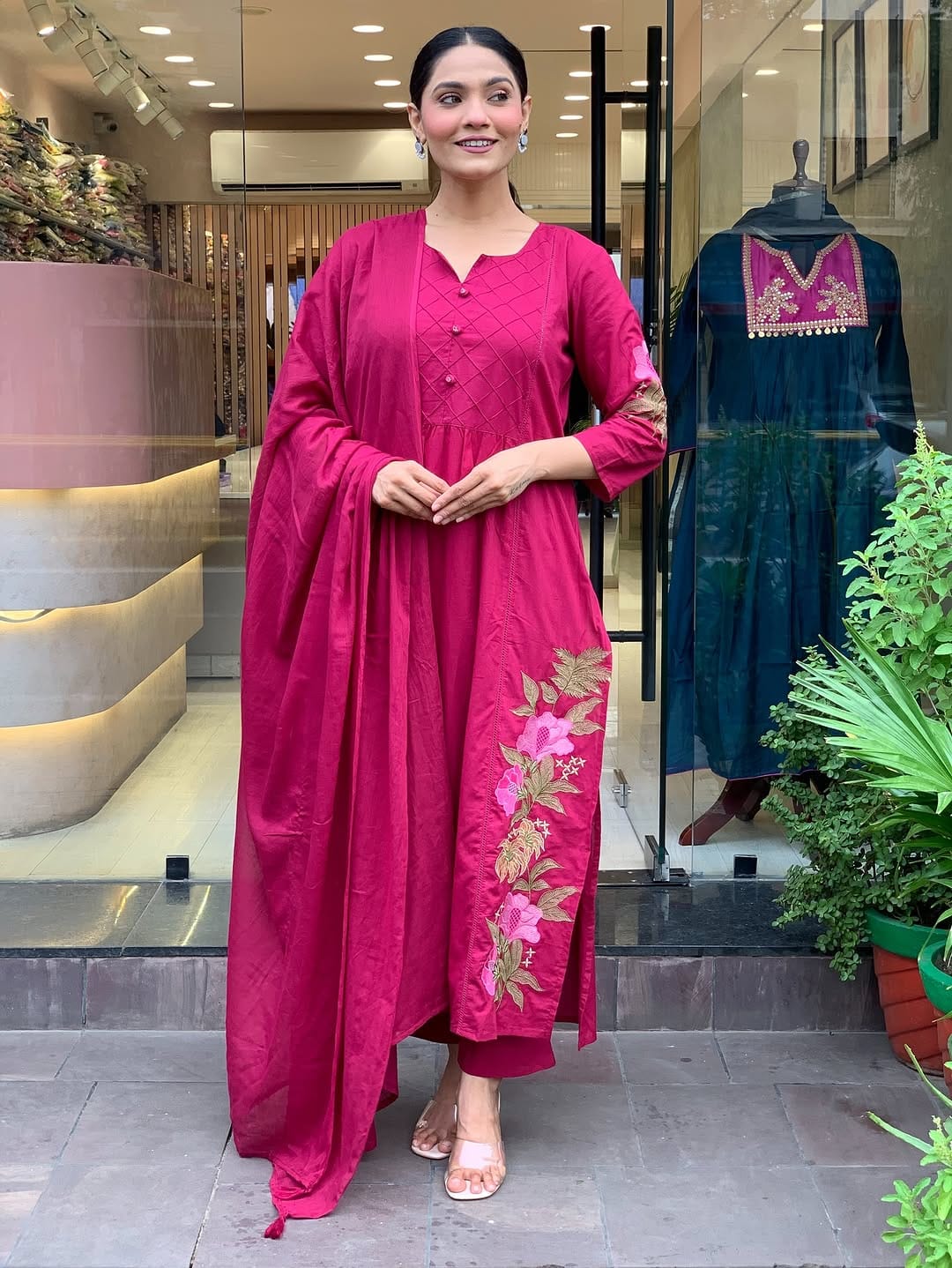 Pink Premium Mul Cotton Kurti Set - Image 10
