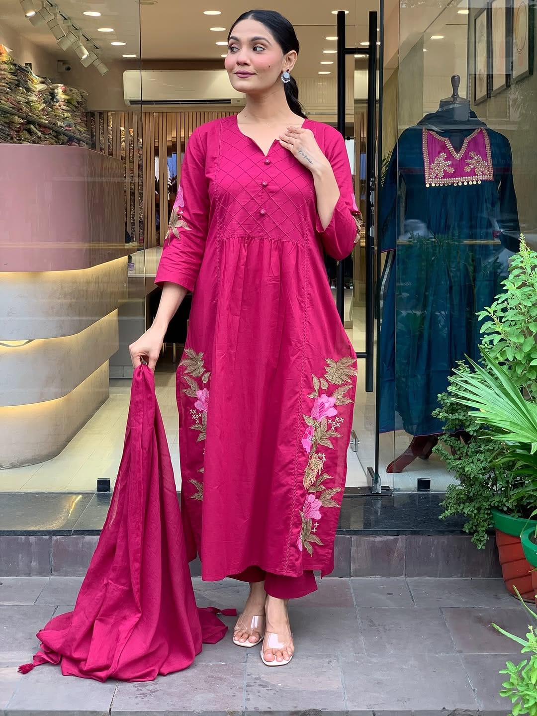 Pink Premium Mul Cotton Kurti Set - Image 6
