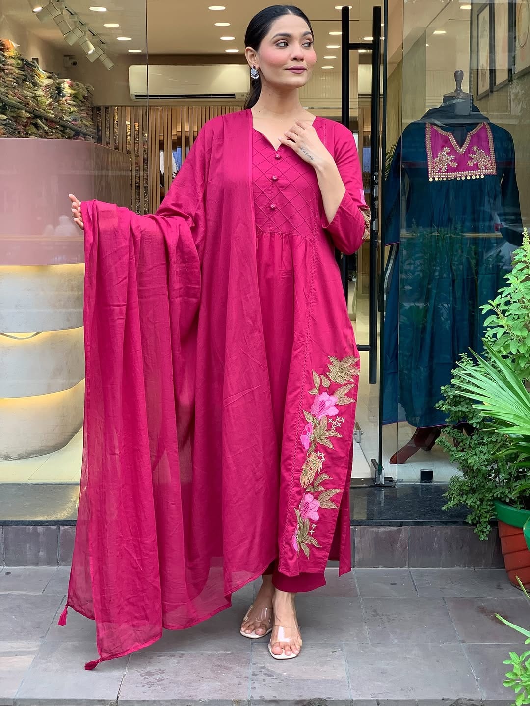 Pink Premium Mul Cotton Kurti Set - Image 8