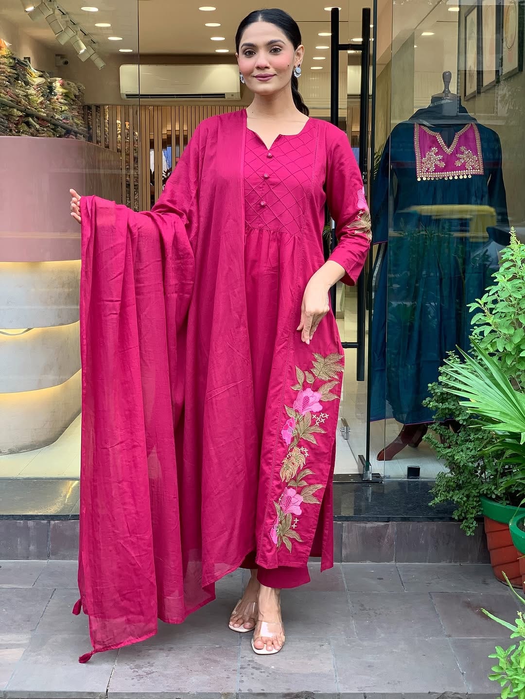 Pink Premium Mul Cotton Kurti Set - Image 9