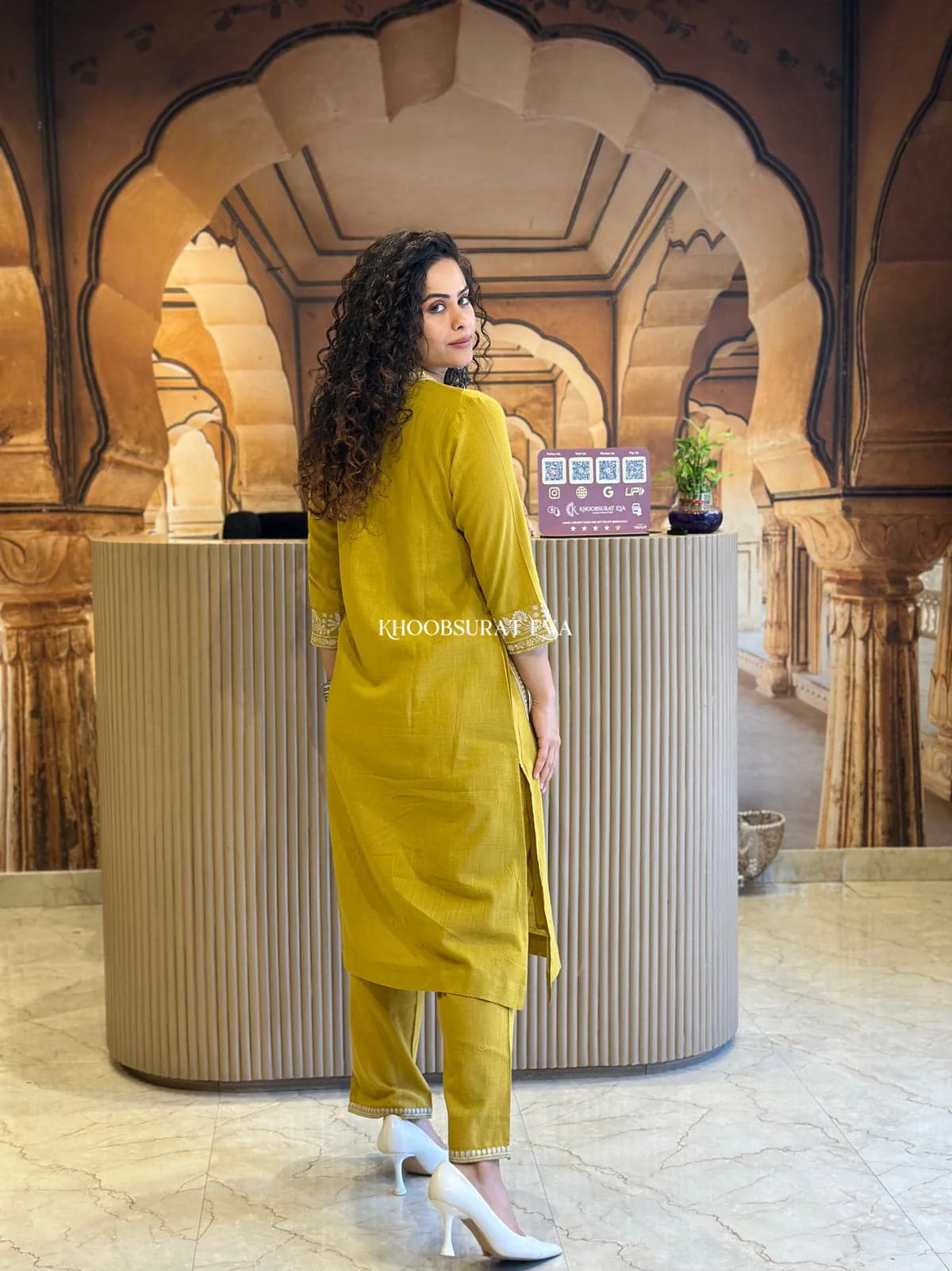 Yellow Beautiful Cotton Slub with Both Sides Pocket - Image 5