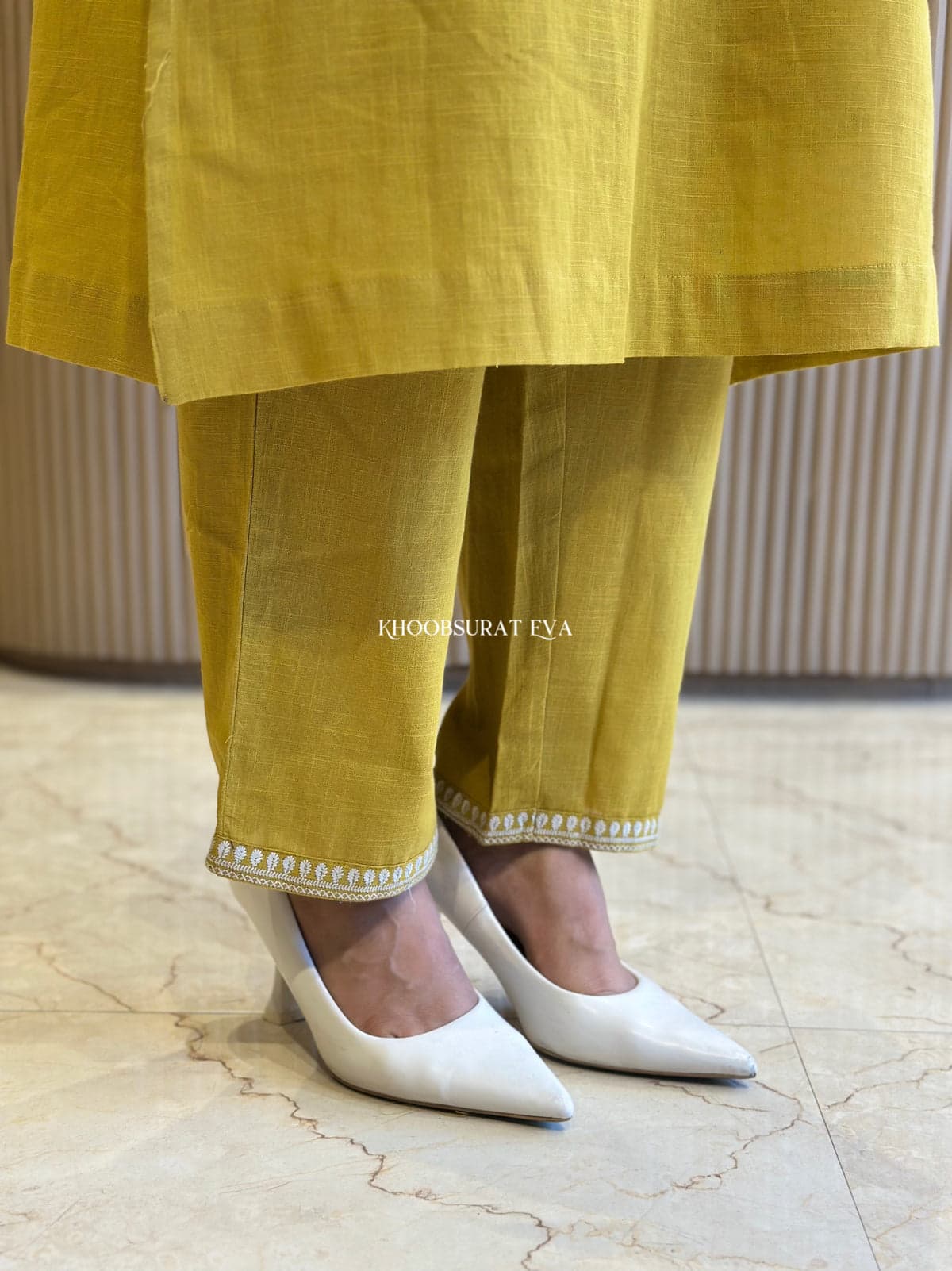 Yellow Beautiful Cotton Slub with Both Sides Pocket - Image 7
